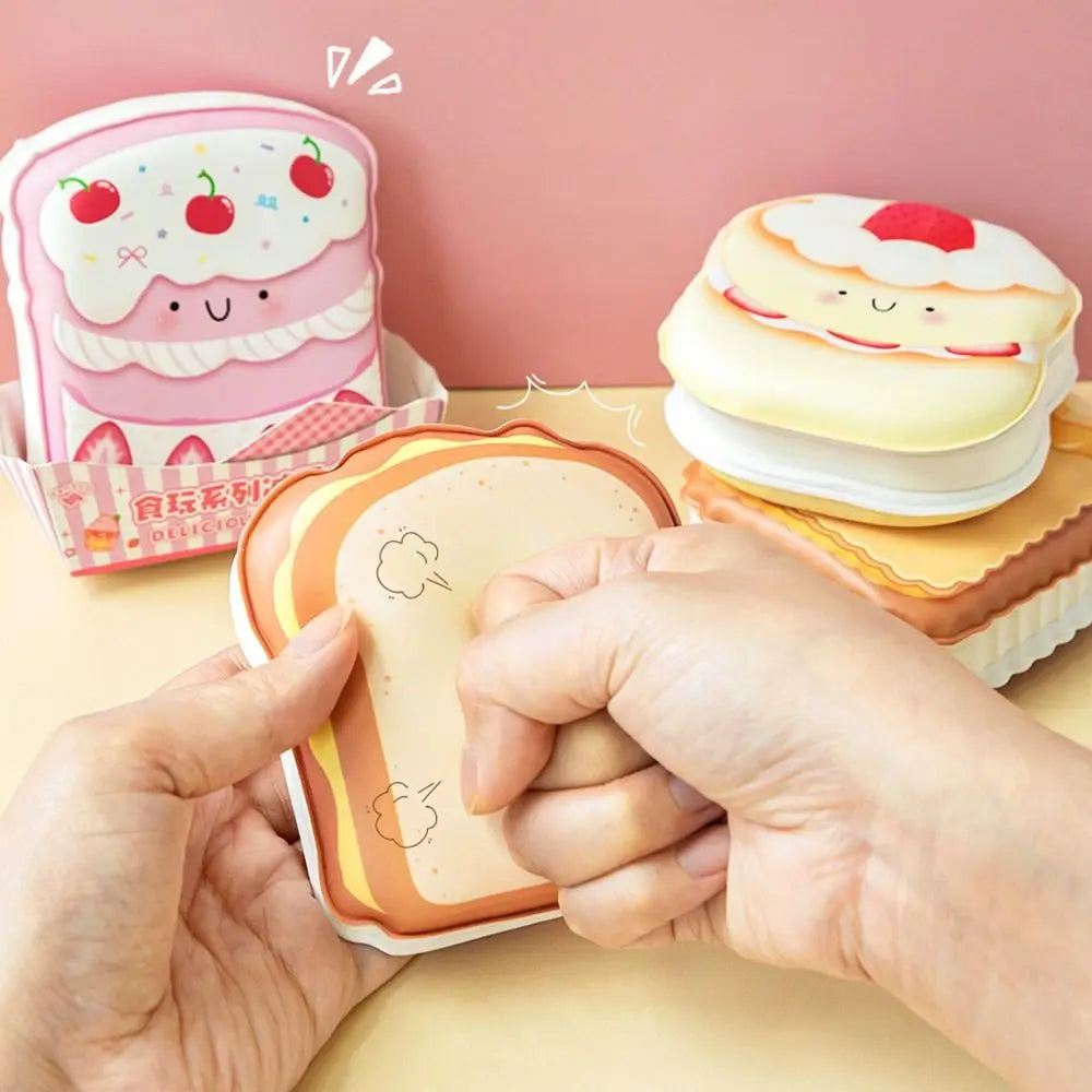Cartoon Toast Squeeze Toy Notebook – Mini PU Memo Pad Novelty Mini Notepad HIP