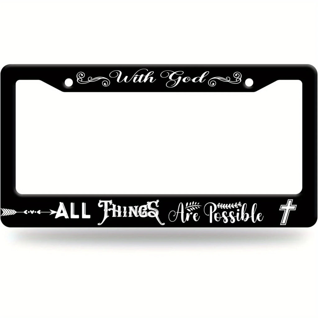 "With God All Things Are Possible" License Plate Frame License Plate Frame HIP black