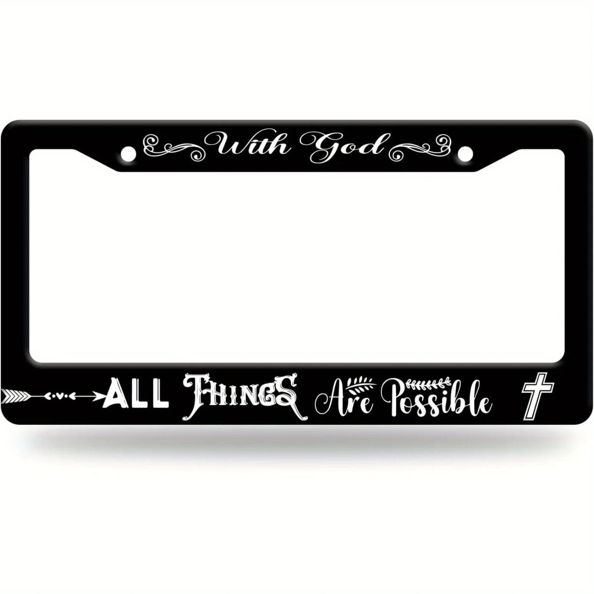 "With God All Things Are Possible" License Plate Frame License Plate Frame HIP black
