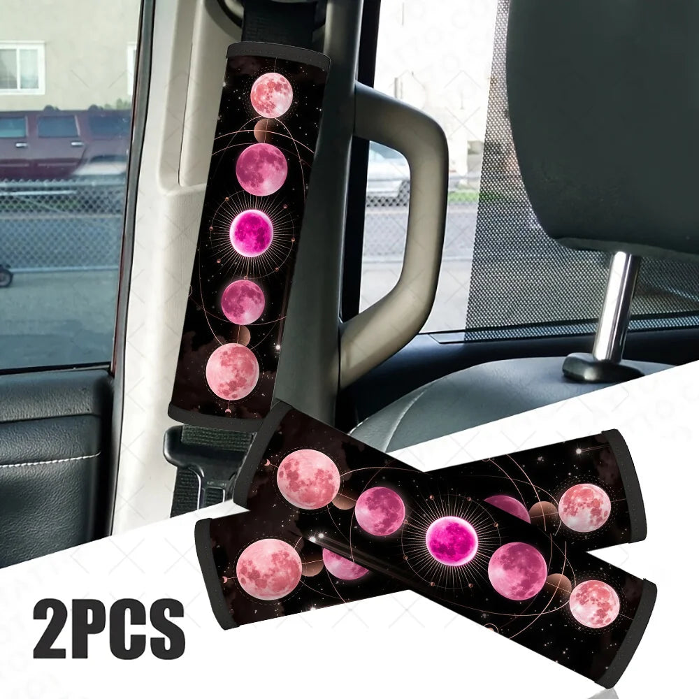 2-Pack Pink Moon & Star Car Seat Belt Covers | Celestial Seat Belt Cover HIP