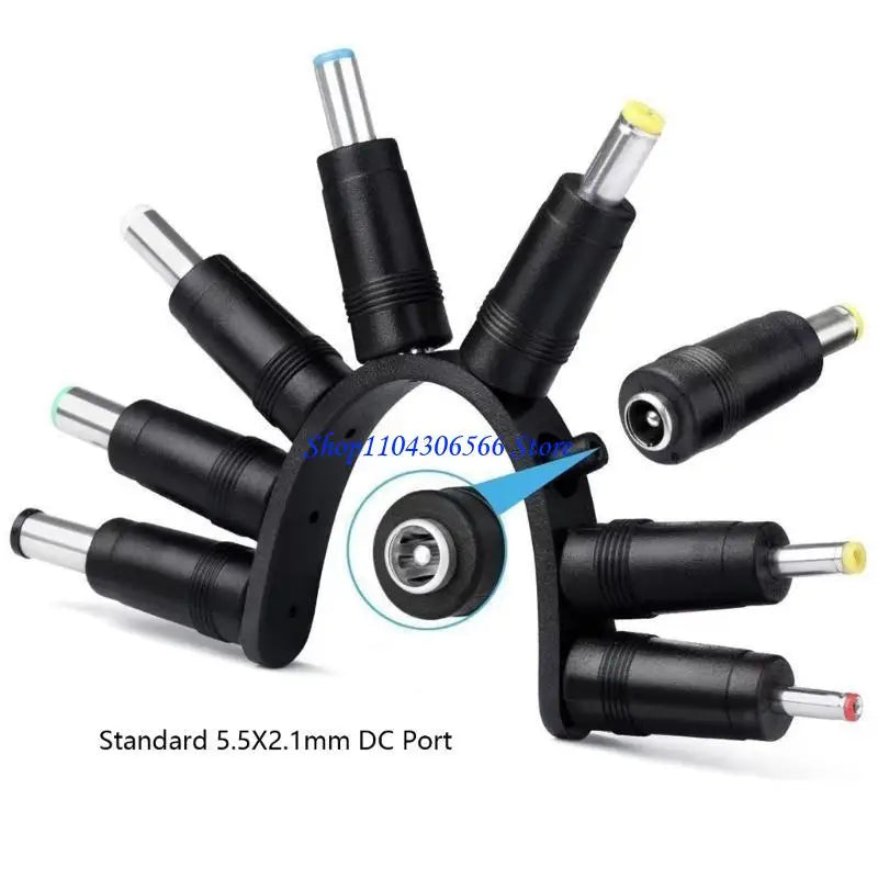 8-Piece DC 5.5x2.5mm Laptop Charging Adapter Converter Tips Charging Adapter Set HIP