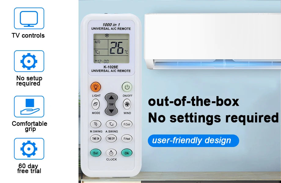 Universal LCD AC Remote Control – 1000-in-1 | Gree, Haier & More Universal AC Remote HIP