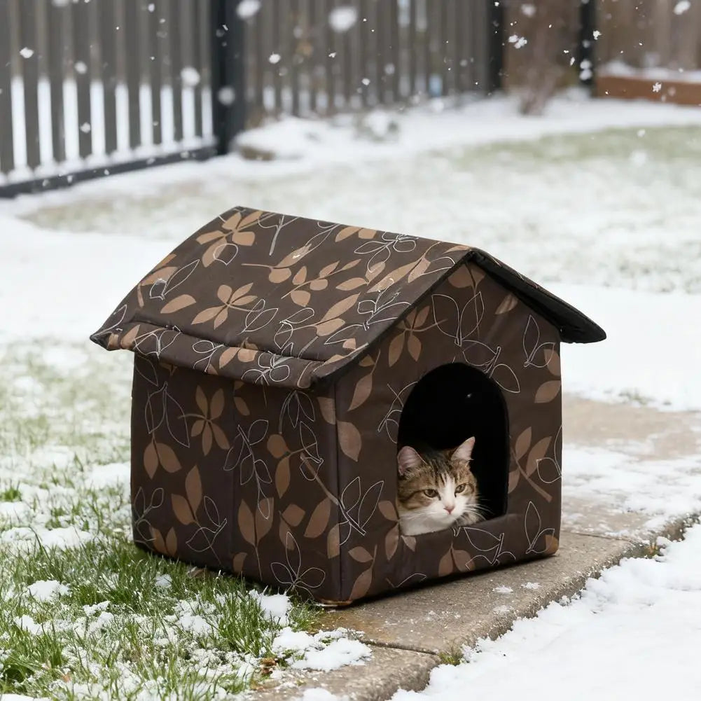 Winter Waterproof Cat House Bed Outdoor Warm Shelter Dog Kennel Foldable Pet Cabin Tent Insulated Supplies DropShipping HIP