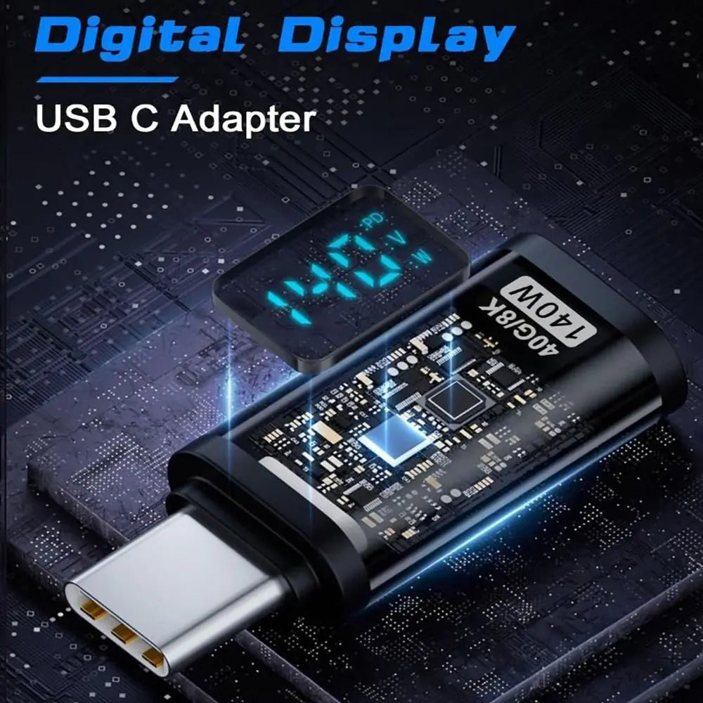 PD 140W USB-C Adapter LED Power Meter Tester 40Gbps 8K USB-C Power Adapter HIP