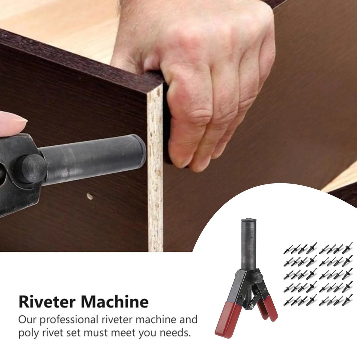 Plastic Rivet Gun 6.3 Inch Poly Hand Riveter Kit for Fastening Door Panels Automotive Trim Blind Rivet Gun with 40pcs POM Rivets HIP