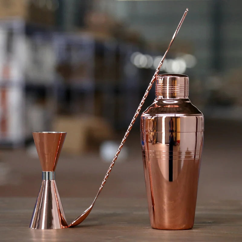 Copper Plated Cocktail Shaker Set – 3-Piece Bartender Kit Cocktail Shaker Set HIP