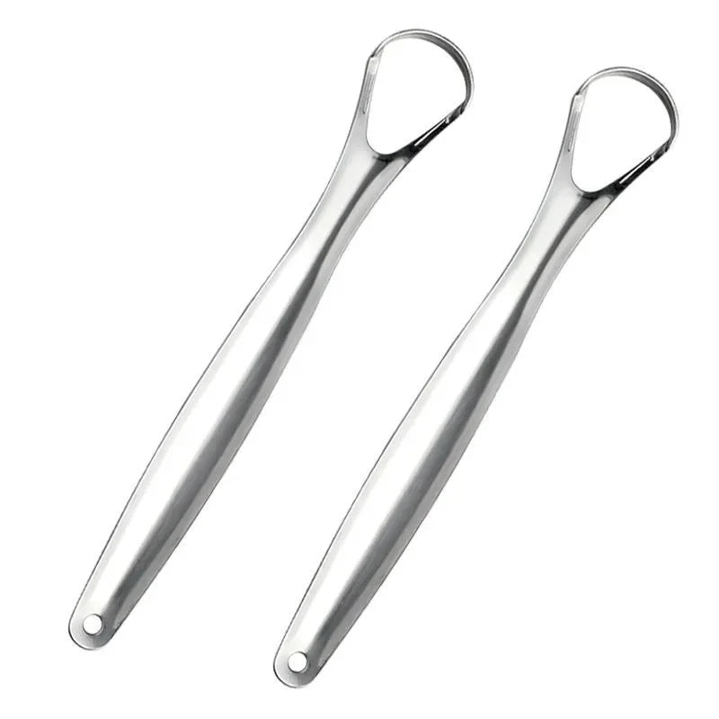 Stainless Steel Tongue Scraper – Fresh Breath Oral Care Tongue Scraper HIP C738-Silver-S-2pcs