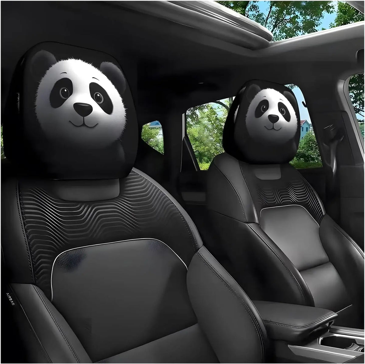 Funny Cartoon Panda Car Headrest Covers – 2pc Double-Sided Car Headrest Cover HIP 1