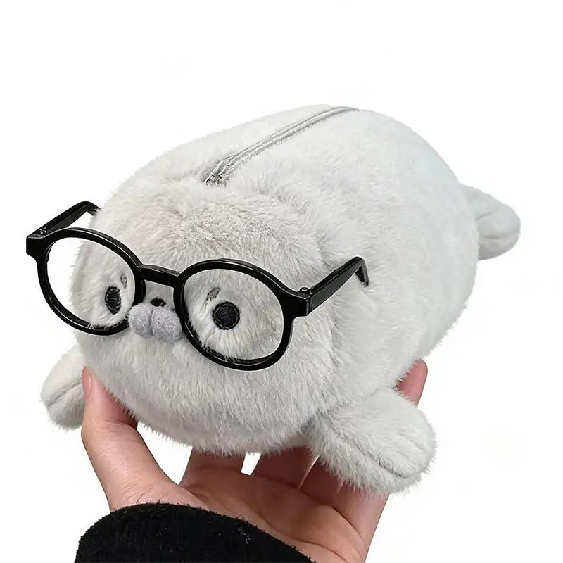 Cute Plush Seal Pencil Case – Large Capacity Stationery Bag Plush Pencil Case HIP A4