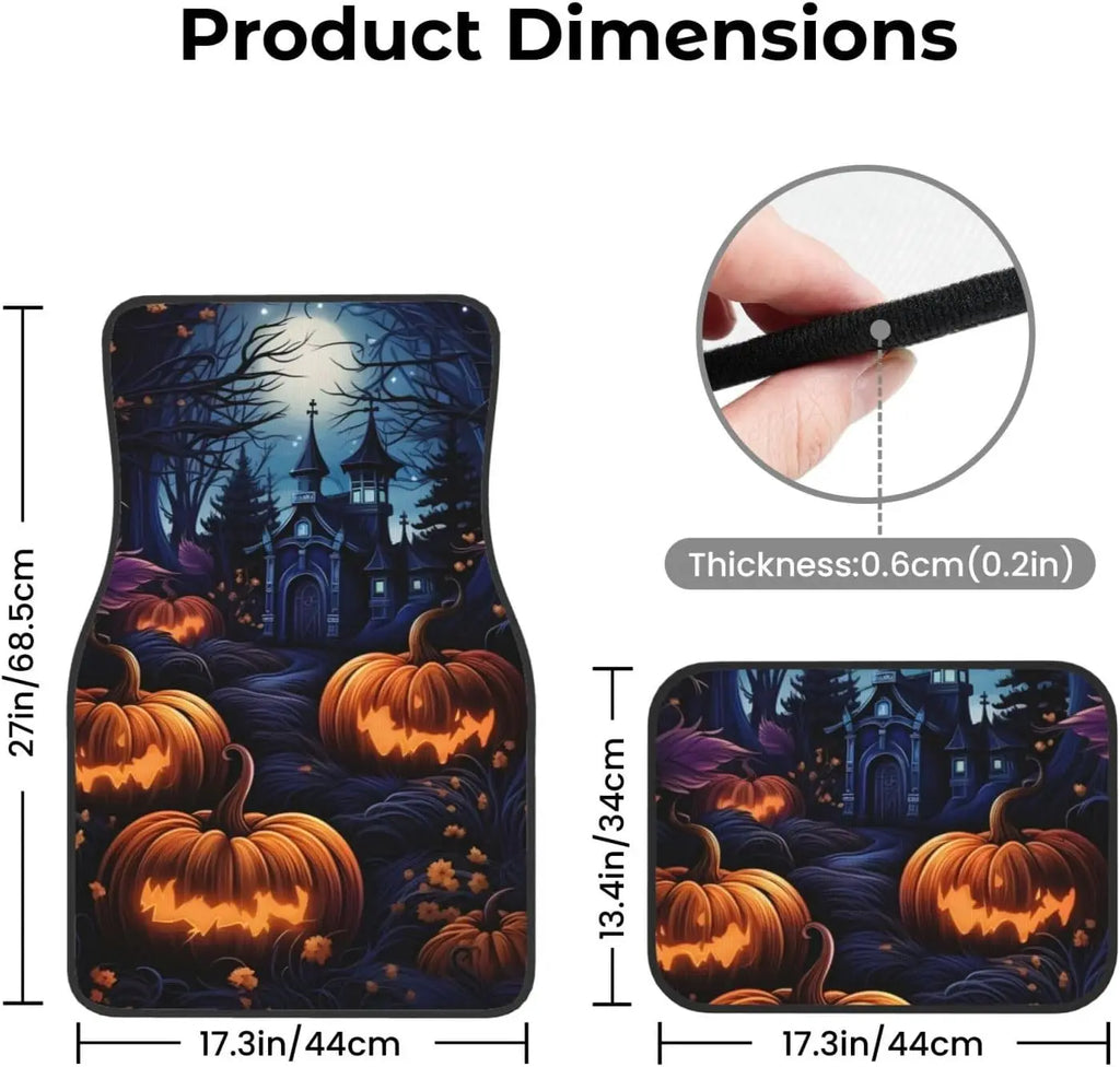 Pumpkin Castle Car Floor Mats Set of 4 – Anti-Slip All-Weather Car Floor Mats HIP