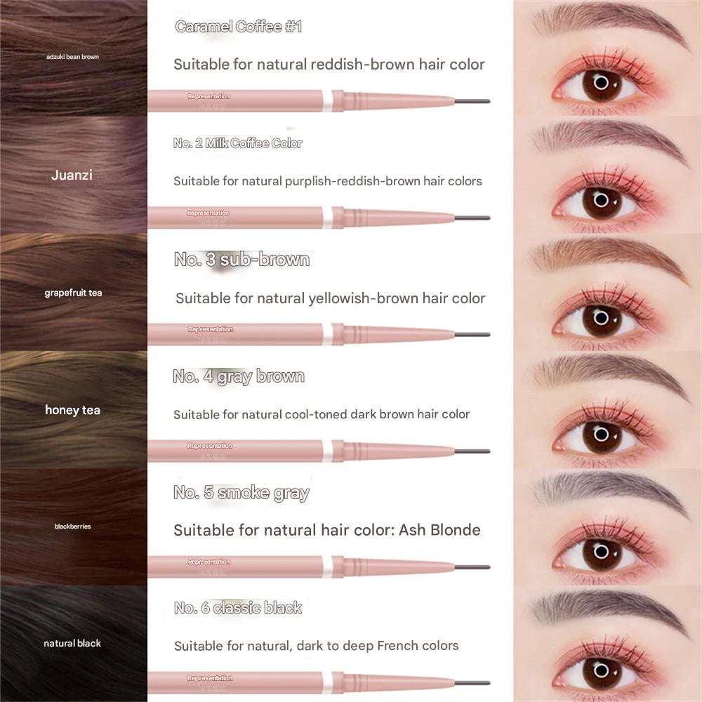 Waterproof Double-Ended Eyebrow Pencil With Brush 1.5mm Ultra Fine Eye Brow Pencil Combined Sweat-proof Lasting Eye Makeup HIP