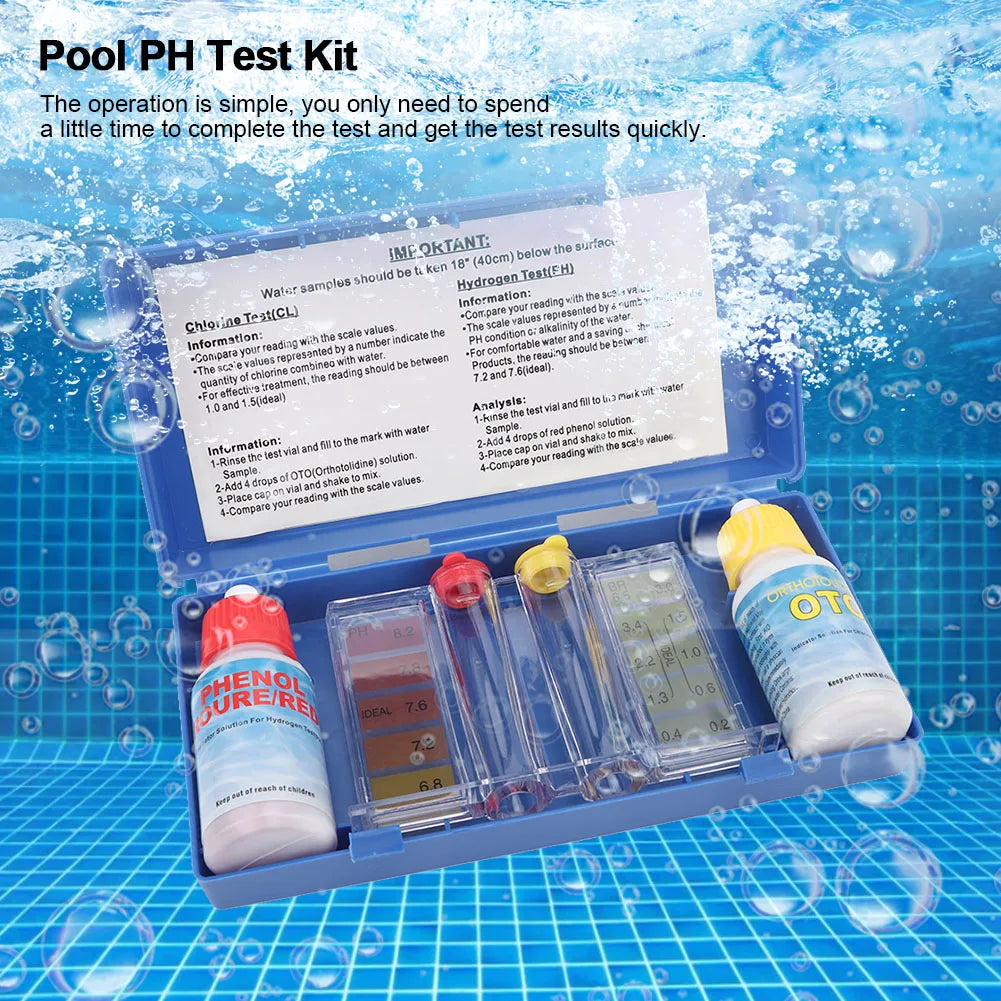 Pool Chlorine Test Kit Water Quality Test Box PH Chlorine Testing Kit Water Quality Test Box Accessories for Swimming Pool HIP Default Title