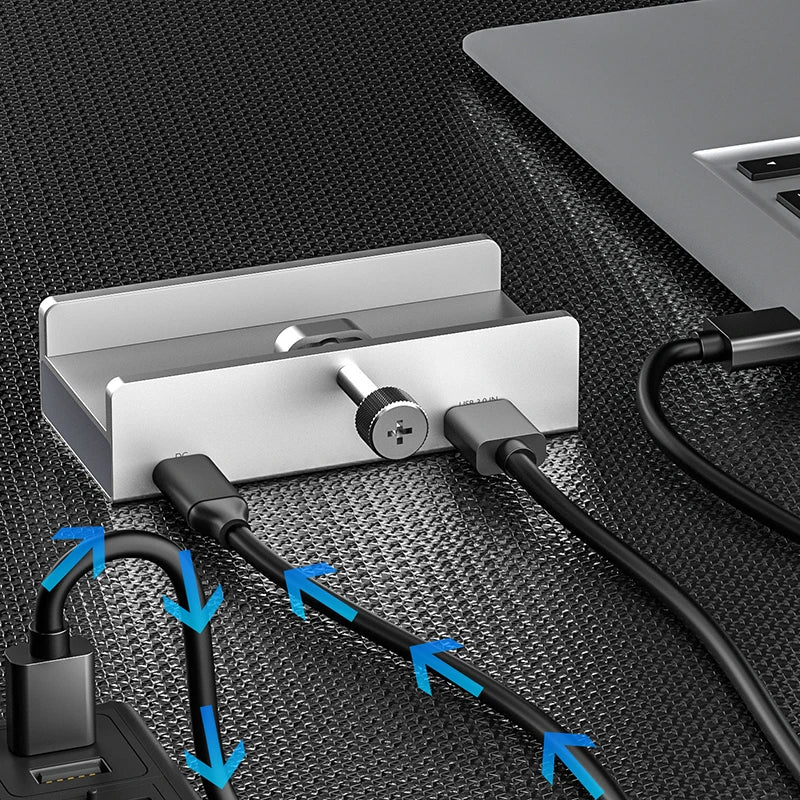 OULLX Aluminum USB-C 4-Port USB 3.0 Hub SD TF Card Reader Dock USB Hub Dock HIP