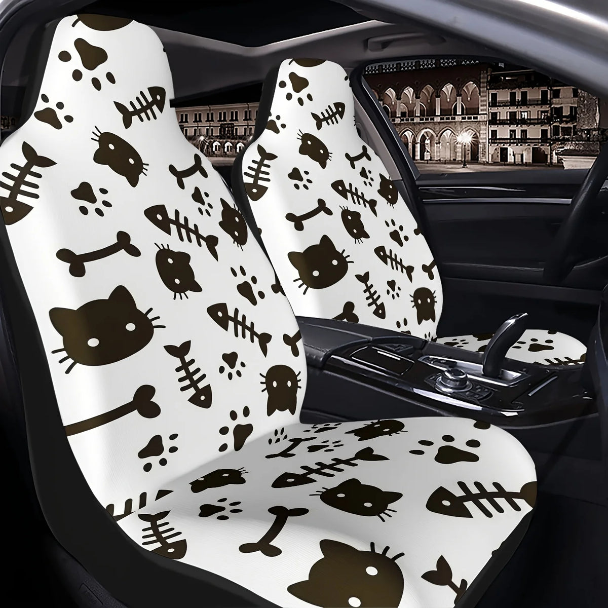 Cat Paw & Fishbone Print Car Seat Cover – Easy Install Car Seat Cover HIP