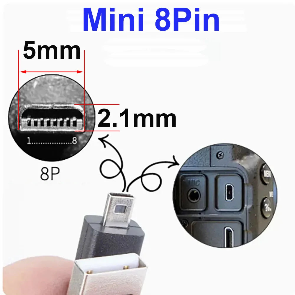 UC-E6 Mini 8-Pin Digital Camera Data & Charging Cable Camera USB Cable HIP