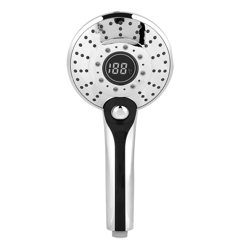 Digital Display Handheld Shower Head with 3-color Temperature Control LED Light 3 Spraying Mode Bathroom Spray Head HIP As show