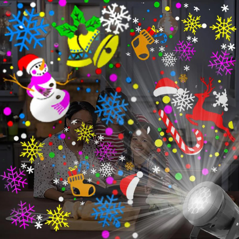 16 Pattern Night Light LED Snowflake Projector 360° Rotating Projection Lamp Home Christmas Festivals Party Decoration USB/EU HIP
