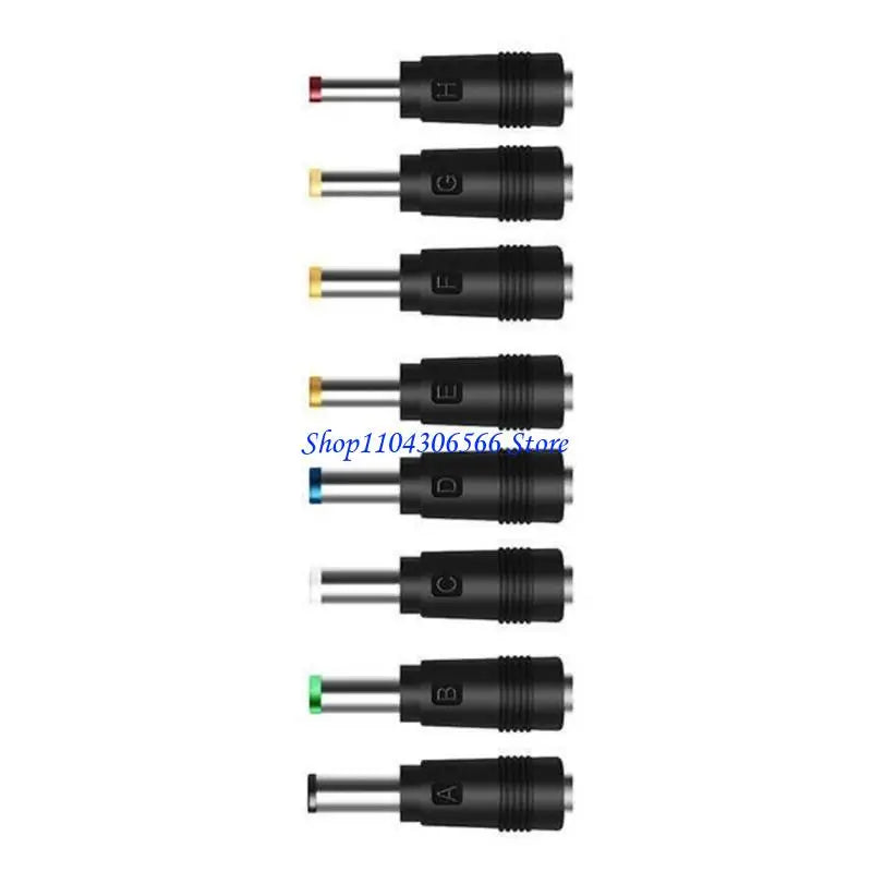 8-Piece DC 5.5x2.5mm Laptop Charging Adapter Converter Tips Charging Adapter Set HIP