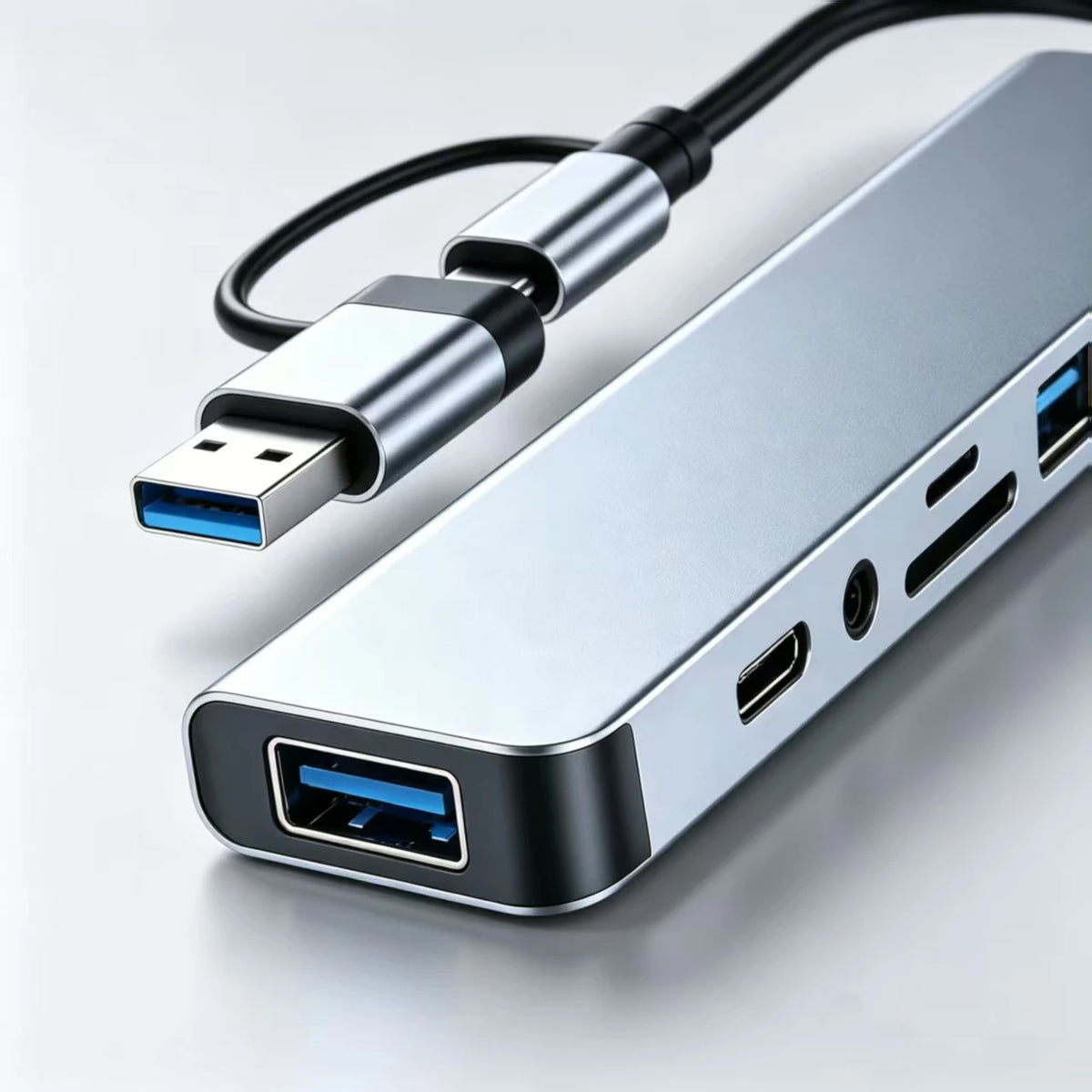 8-in-2 USB-C Hub Adapter – 8-Port Docking Station for Laptop USB-C Hub Adapter HIP