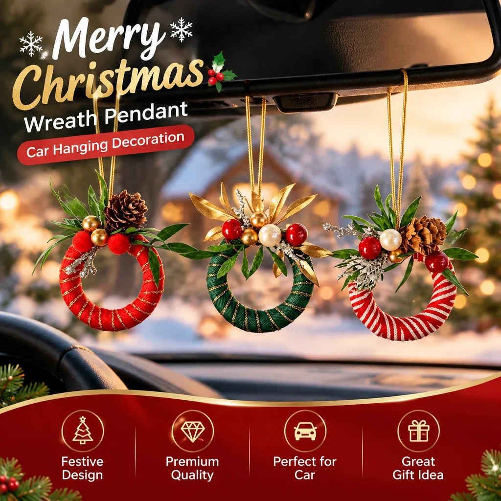 With Bell Merry Christmas Wreath Pendant Car Door Hanging Decoration Xmas Party Christmas Tree Decor Accessories HIP