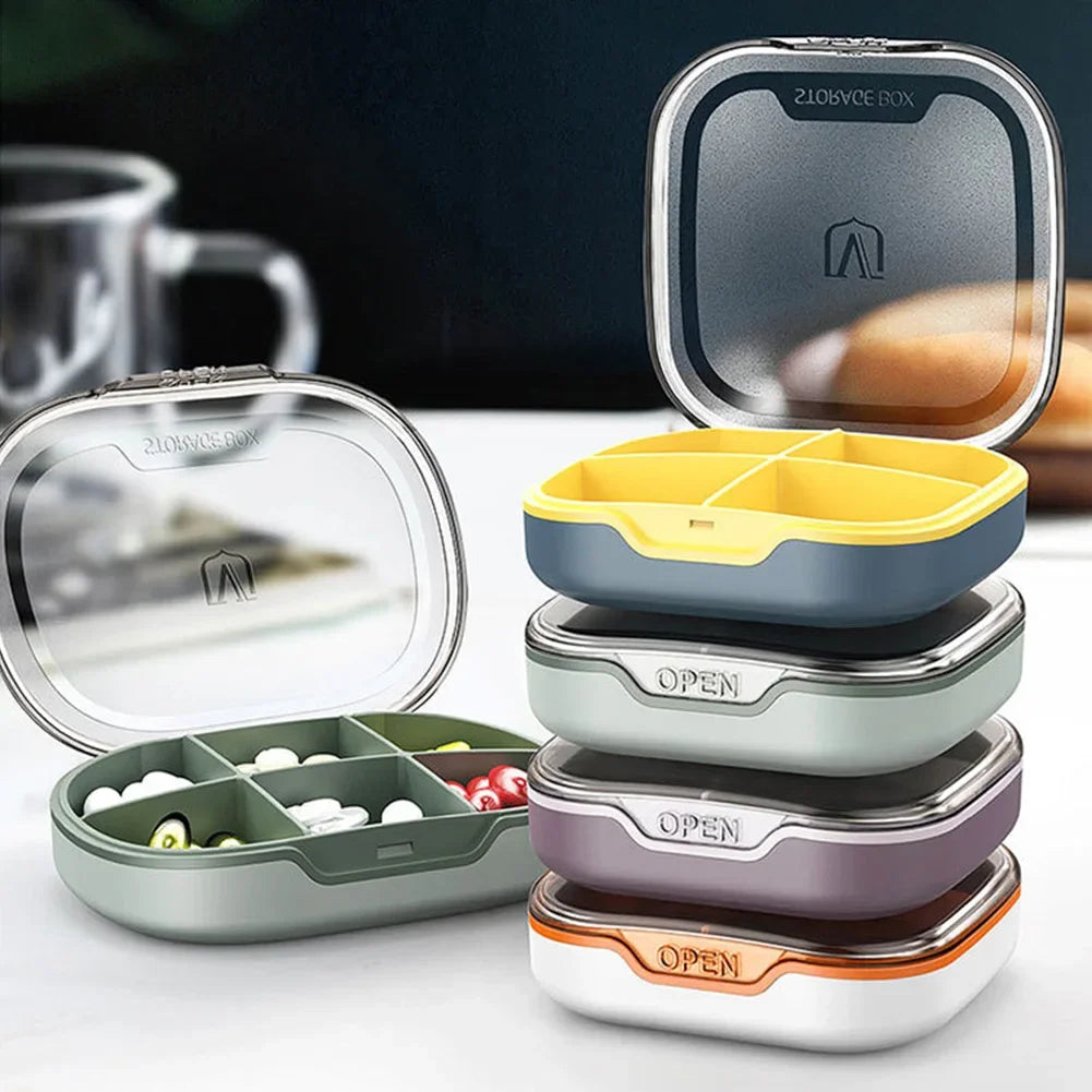Waterproof 4/6 Grid Sealed Portable Medicine Box Transparent Medicine Multi-functional Subpackage Medicine Box Storage Box HIP