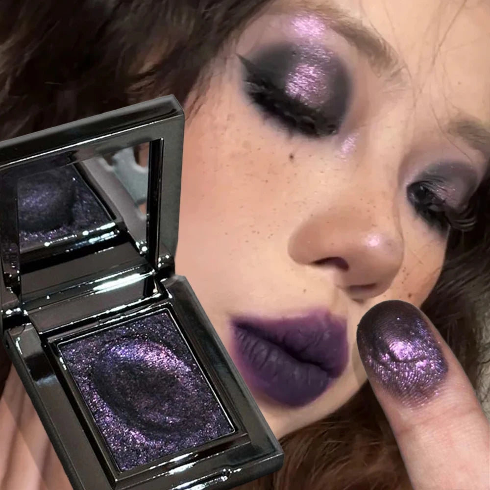 Metallic Glitter Eyeshadow Cream Sparkling Mousse Shimmer Highlighter Pressed Pigments Punk Purple Pearlescent Eyeshadow Palette HIP