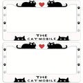 Cute Cat License Plate Frame – Paw Print & Heart Design License Plate Frame HIP black