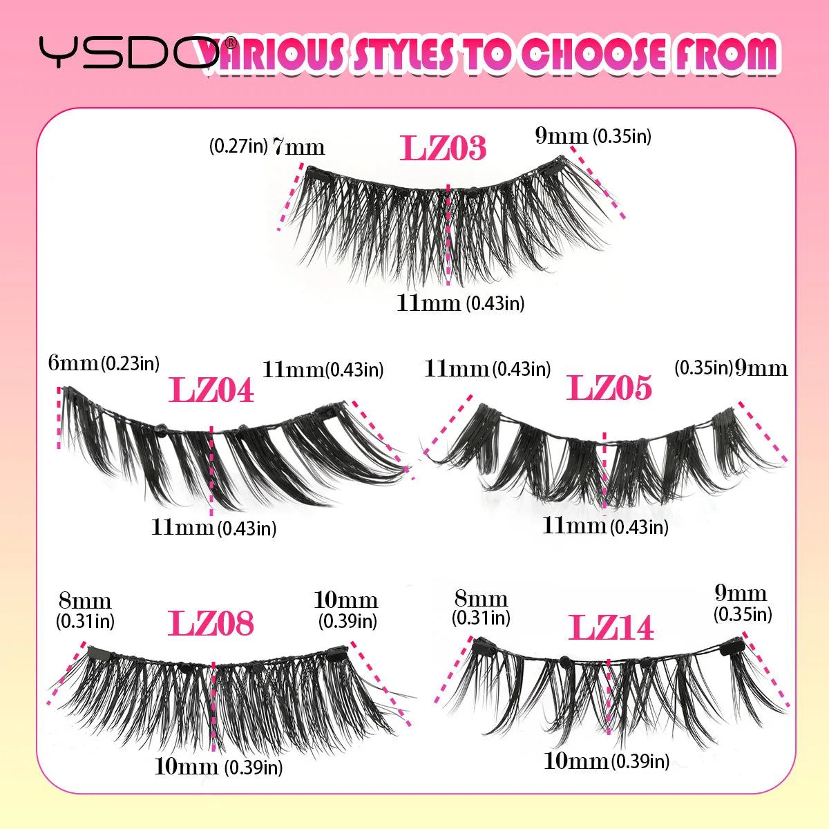 YSDO Magnetic Eyelashes Glue-free False Eyelashes Natural Eyelash Manga Lashes Soft Magnetic False Eyelashes Daily Makeup Tool HIP