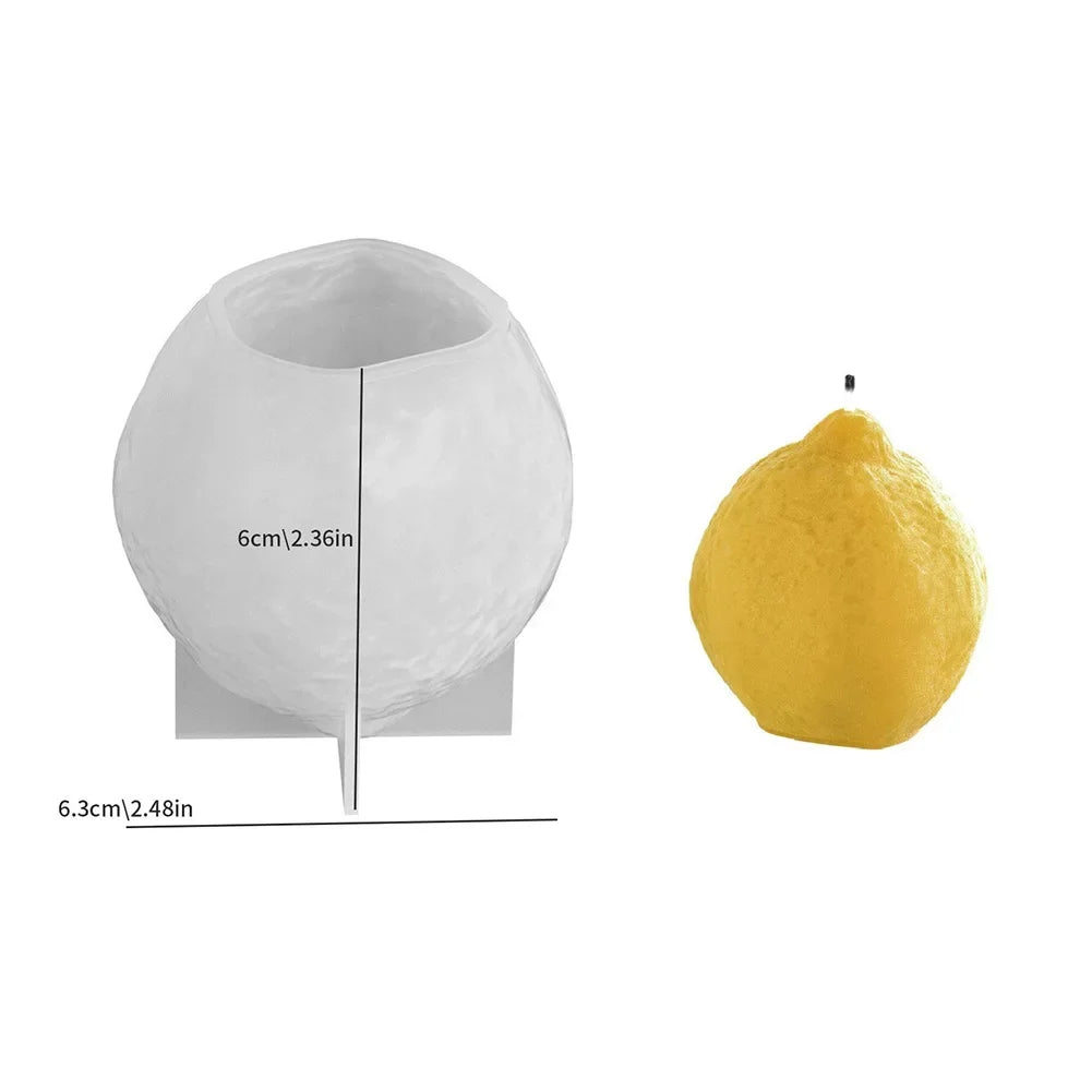 Creative Fruit Shape Resin Mold 3D Simulation Lemon Orange Fruit Silicone Mold DIY Home Ornament Aromatherapy Candle Making Mold HIP Lemon Vertical