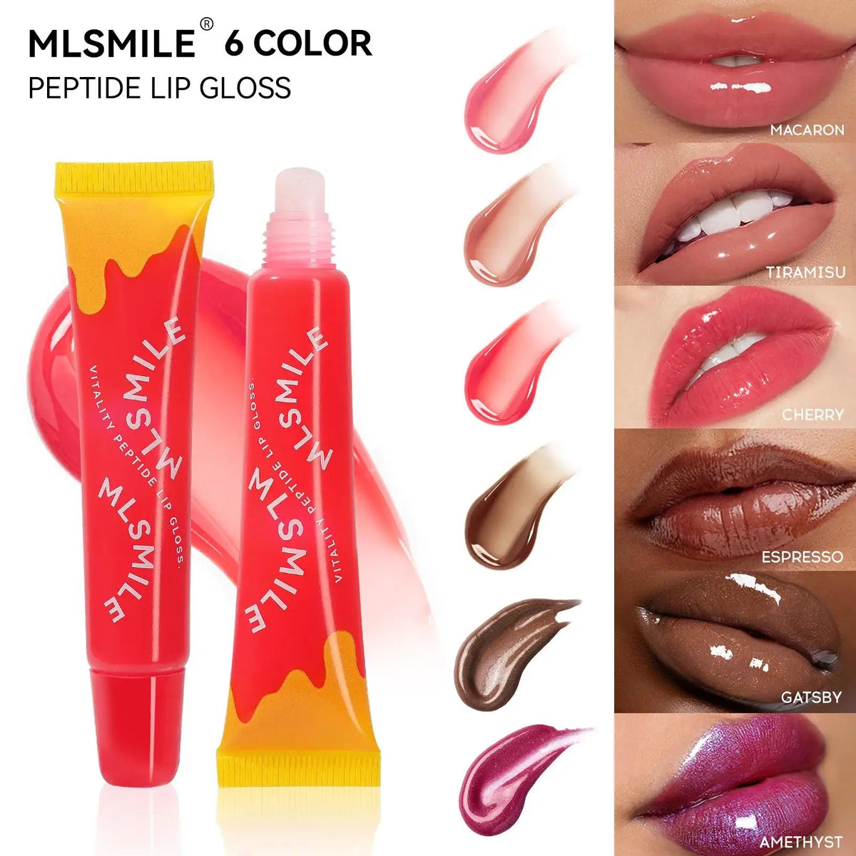 MLSMILE Peptide Lip Gloss Plumping Glaze – Clear & Moisturizing Plumping Lip Gloss HIP