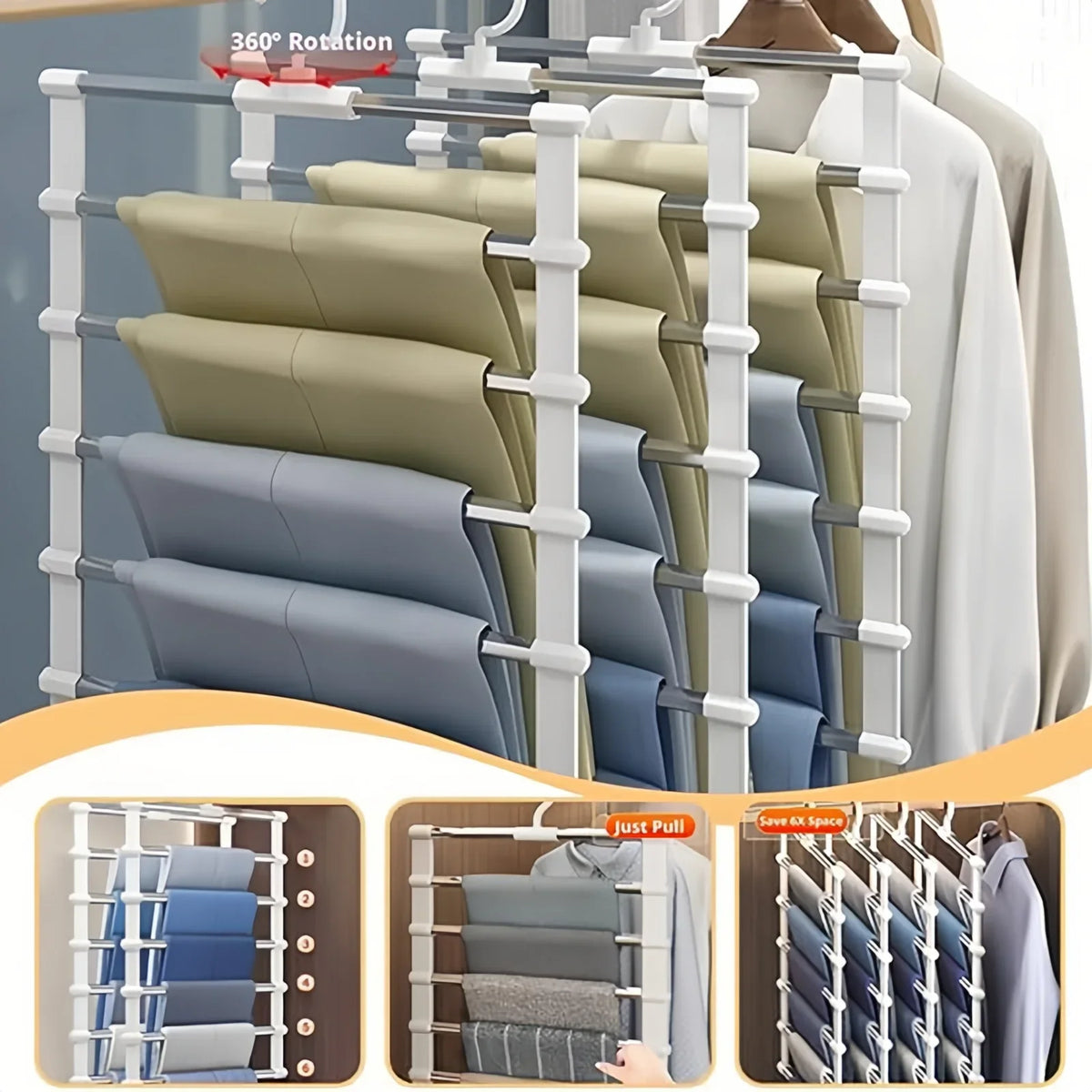 5/7 Layer Stainless Steel Pants Hanger – Space-Saving Closet Rack Pants Hanger Rack HIP