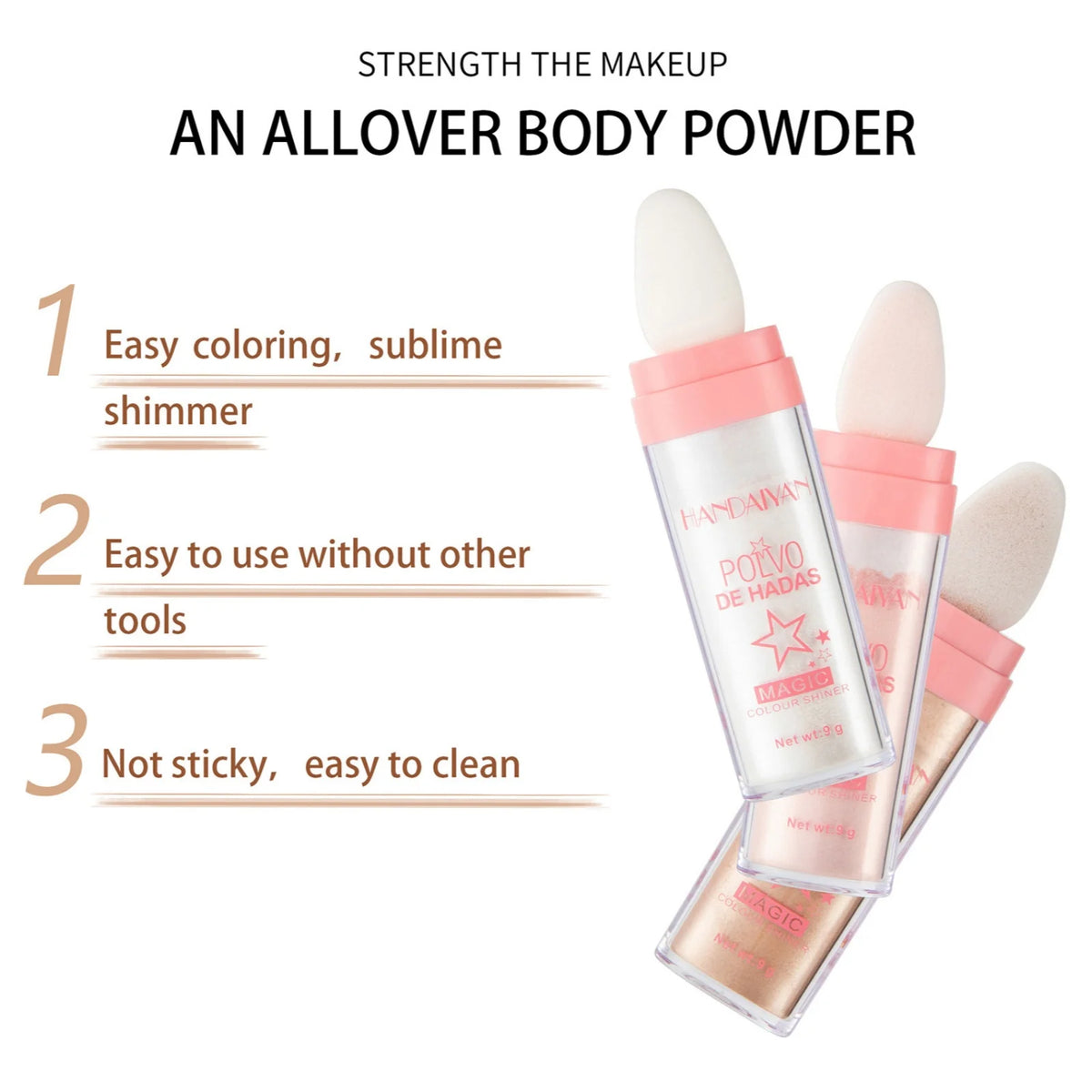 Handaiyan 3-Color Fairy Highlighter Stick – Shimmer & Glow Highlighter Powder Stick HIP