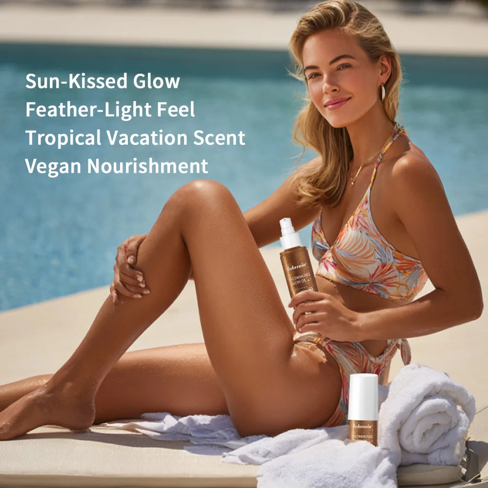 Lakerain Glowmotions Glow Body Oil 100ml Long Lasting Hydrating Shimmer Bronze Non-Greasy Summer Body Care Glow Oil Makeup HIP