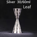 Cocktail Jigger Bar Measure Tool – Silver, Copper & Gold Cocktail Jigger HIP Silver 30-60ml Leaf