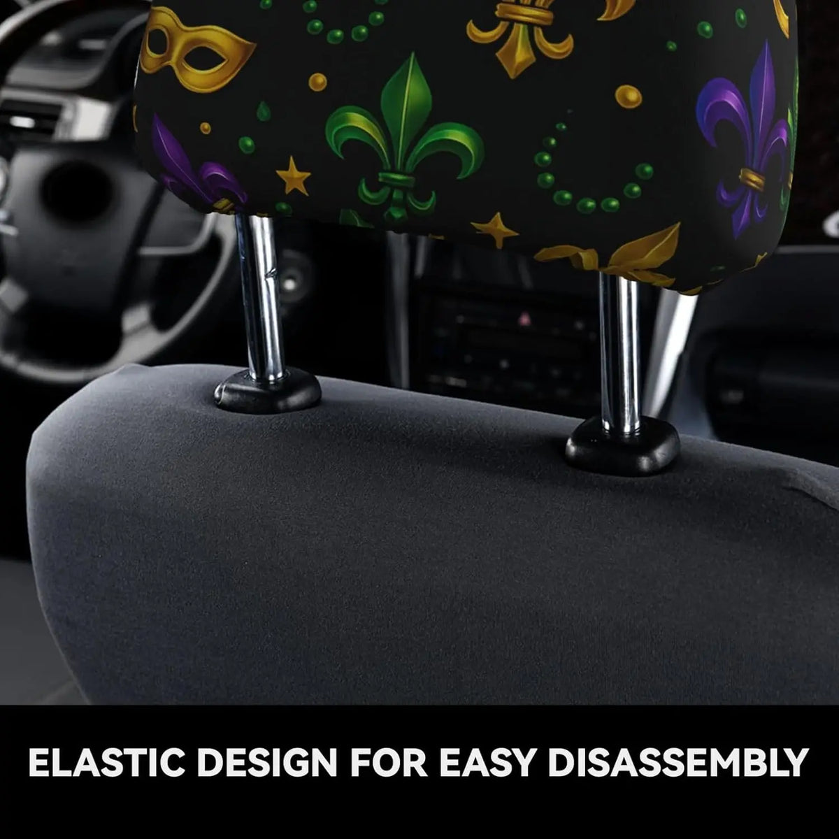 Fleur-De-Lis Car Headrest Covers – 2-Piece Universal Fit Car Headrest Cover HIP