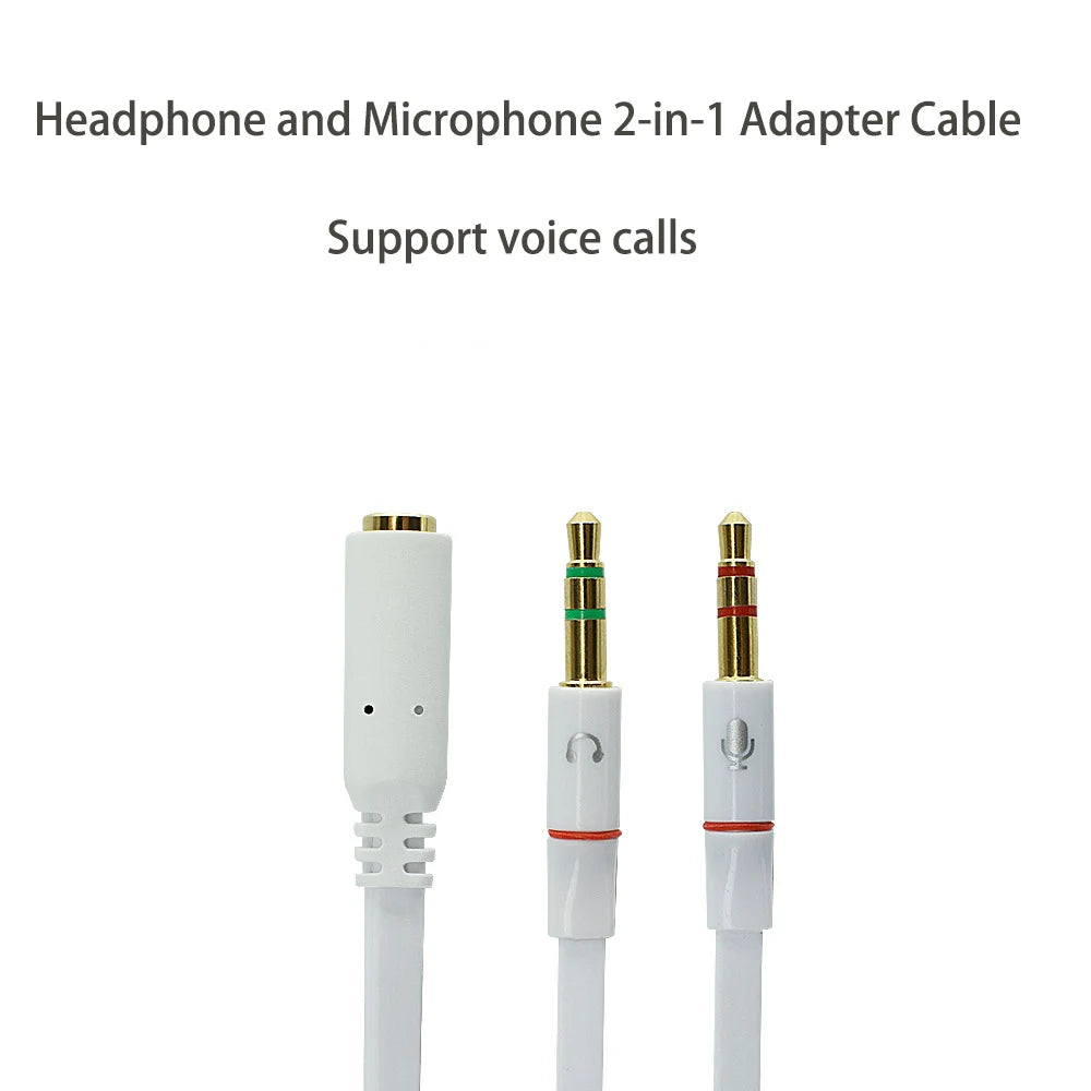3.5mm Headphone Mic Splitter Cable – Dual Male to Female Adapter Audio Cable Adapter HIP