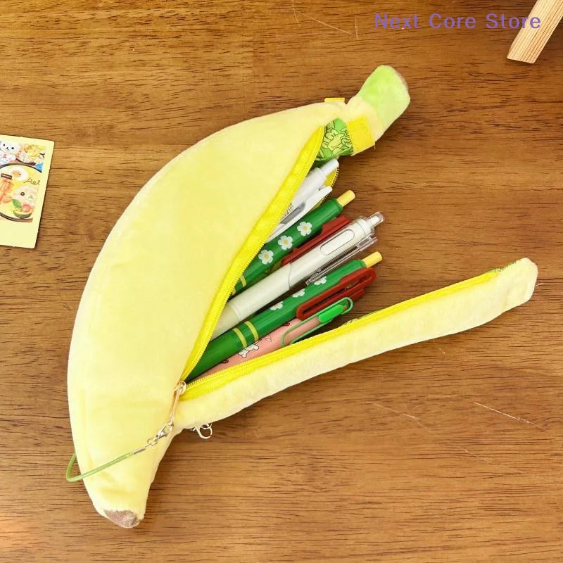 Kawaii Banana Plush Pencil Case – Cute Fruit Stationery Bag Plush Pencil Case HIP