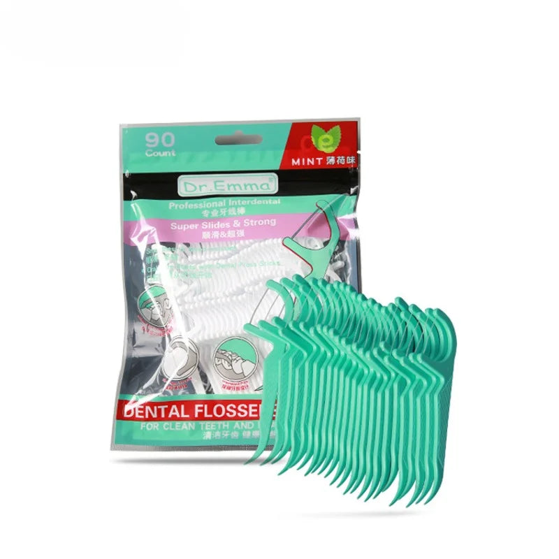 90pcs Dental Floss Flosser Picks Toothpicks Teeth Stick Tooth Cleaning Interdental Brush Dental Floss Pick HIP