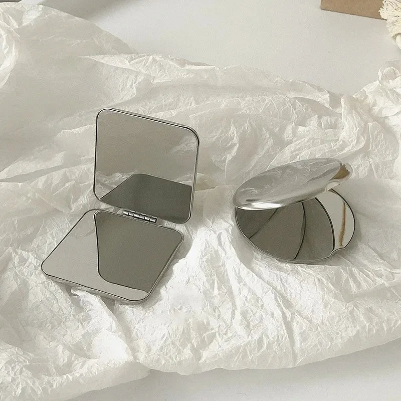Pocket Makeup Mirror Stainless Steel – Square & Round Compact Makeup Mirror HIP