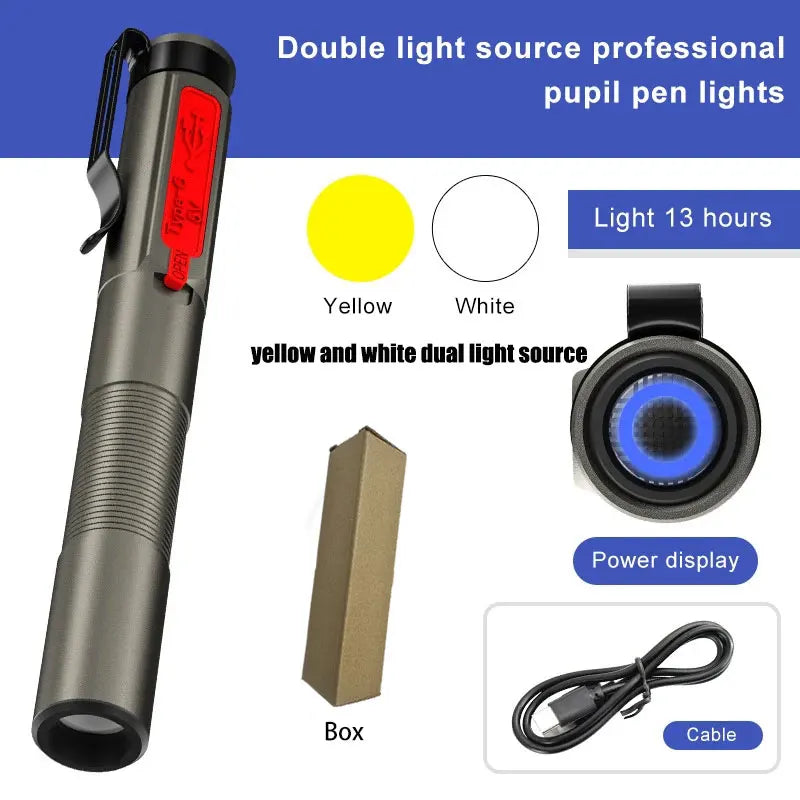 ESMARTER Rechargeable Dual LED Penlight with Clip | 5W LED Penlight Torch HIP DT004