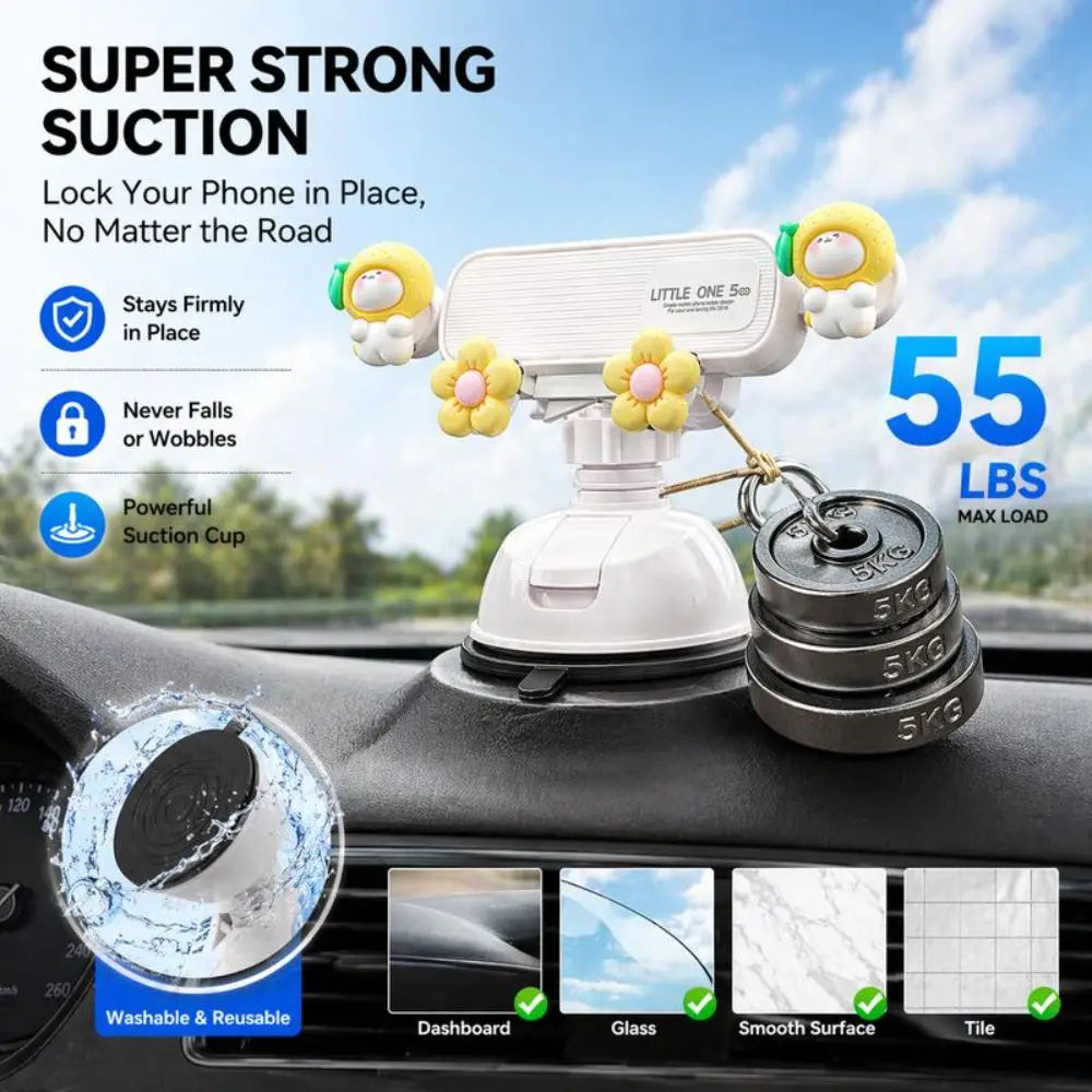 Cartoon Car Dashboard Phone Holder – Gravity Clamp & Suction Car Phone Mount HIP