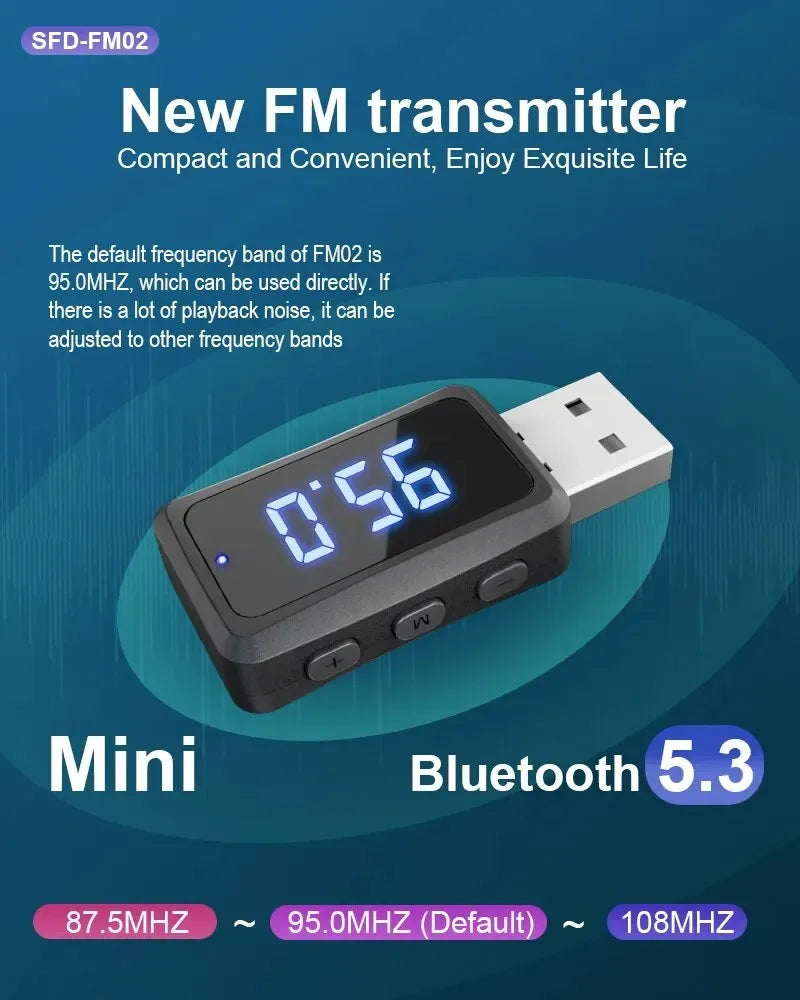 Bluetooth 5.3 FM Transmitter Car Kit – Wireless & Handsfree Bluetooth FM Transmitter HIP