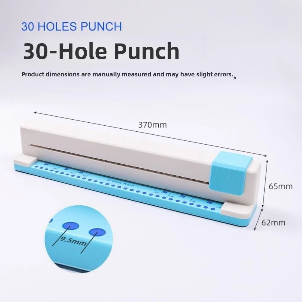 30-Hole Paper Punch Machine – Multi-Size Loose Leaf Puncher Manual Hole Punch HIP