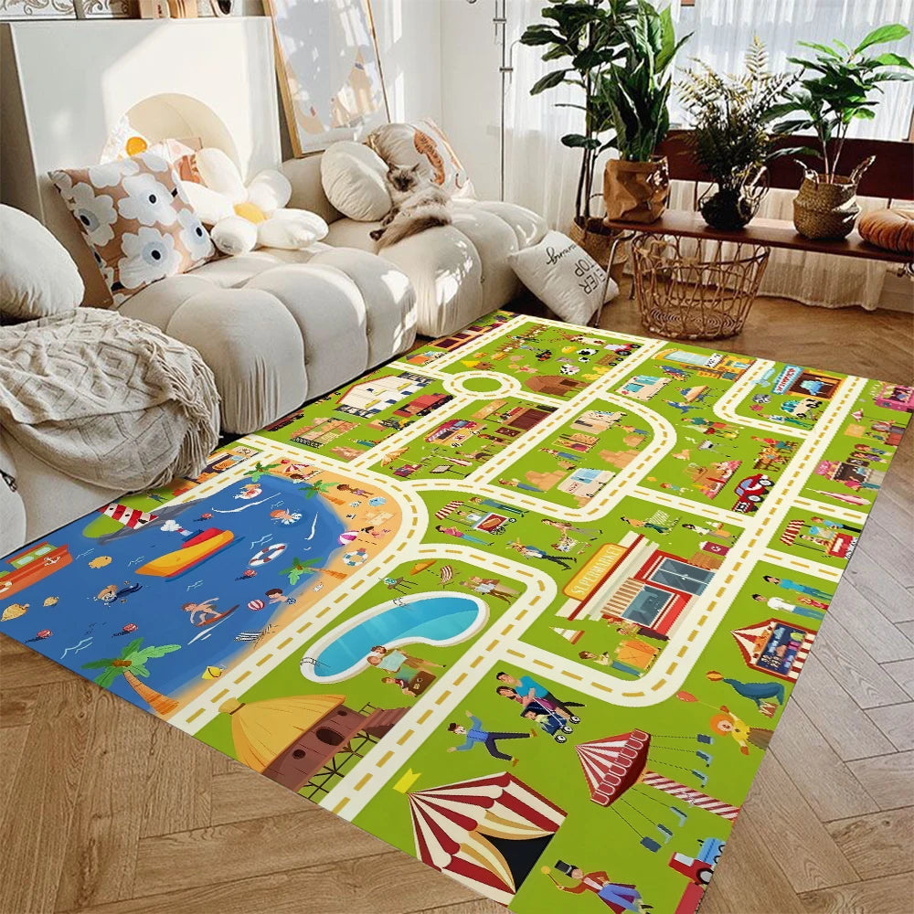 Kids Car Play Mat – City Traffic Rug, Non-Slip | 4 Sizes Kids Play Rug HIP 5 120x160cm-Felt