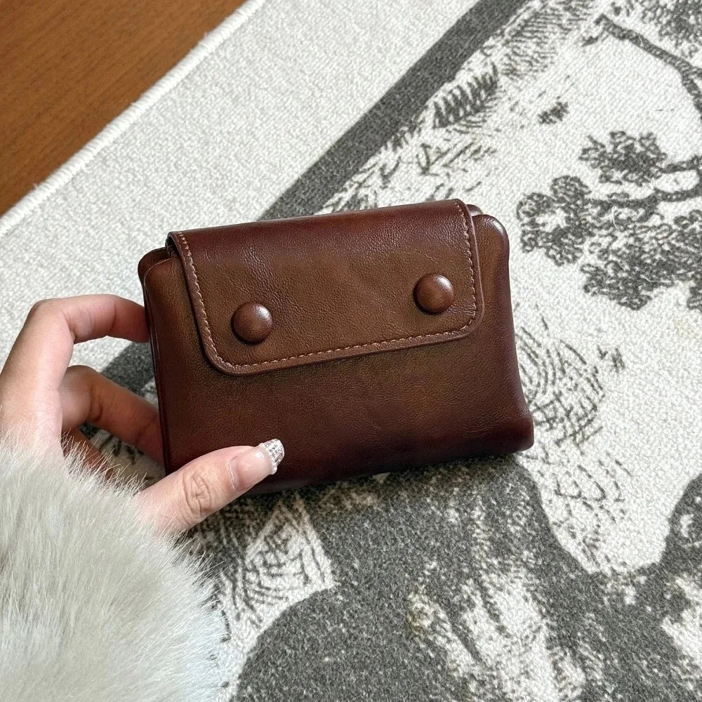 Korean Retro Women's Short Wallet – PU Leather Multi-Card Purse Women's Short Wallet HIP