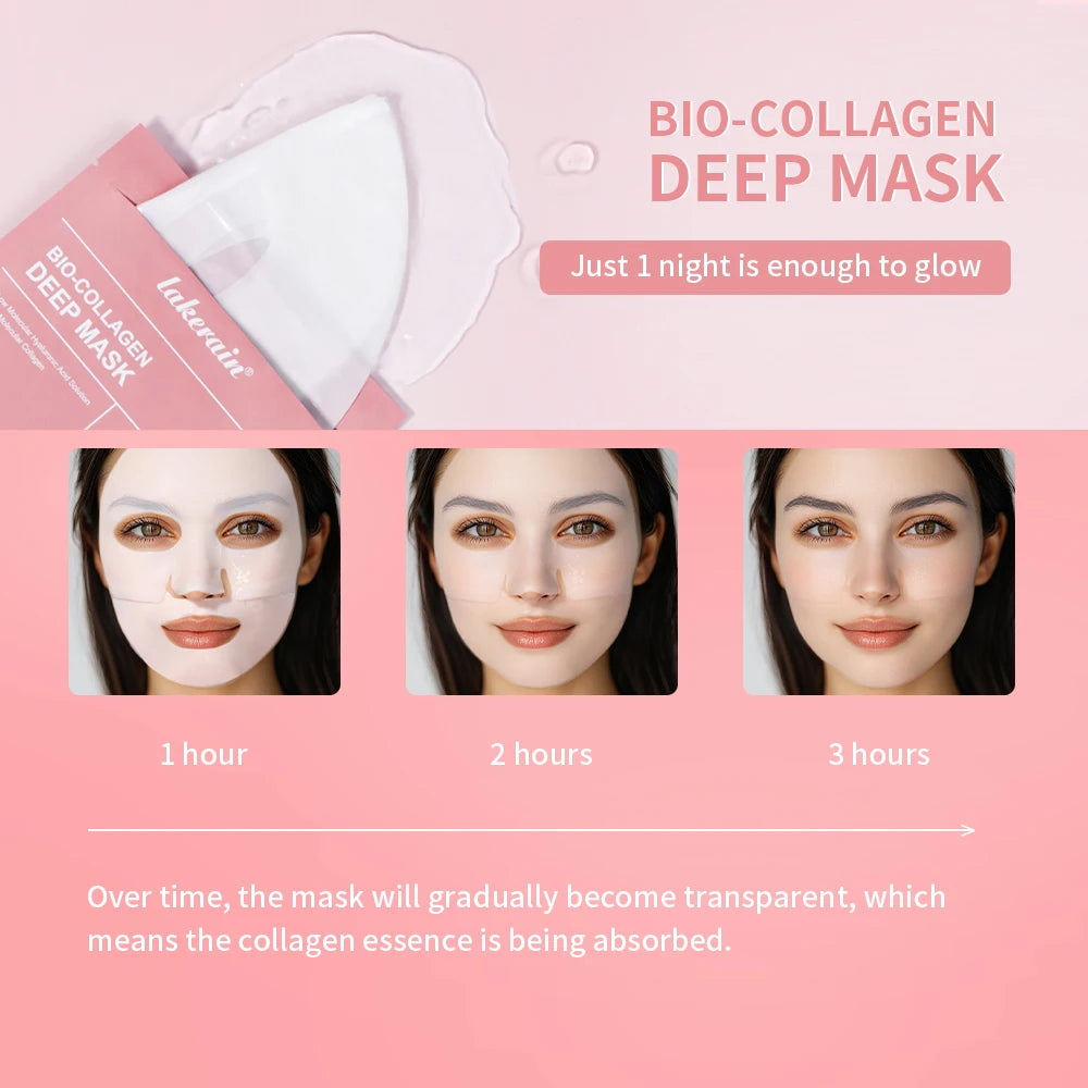 4pcs Bio-Collagen Deep Face Mask Overnight Mask Moisturizing Improvement Pore Brightening Face Firming Skincare HIP