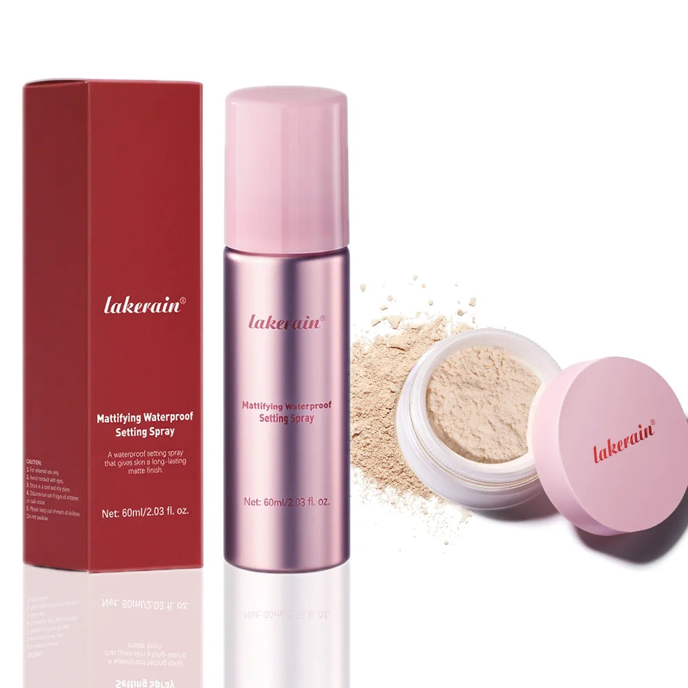 Setting Powder and Setting Spray Set Ultimate Blurring Oil Control Matte Waterproof Long-Lasting Blurs Oil Control Makeup Kit HIP 2Spray and Power