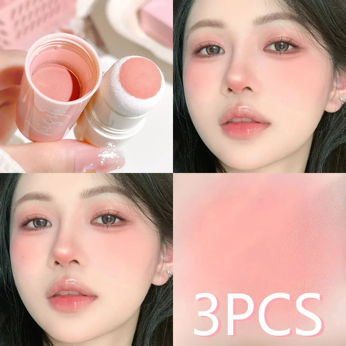 Cloud Soft Matte Blush Stick for a vibrant, brightening, natural bare makeup look, enhancing flawless skin tone HIP 04 triple