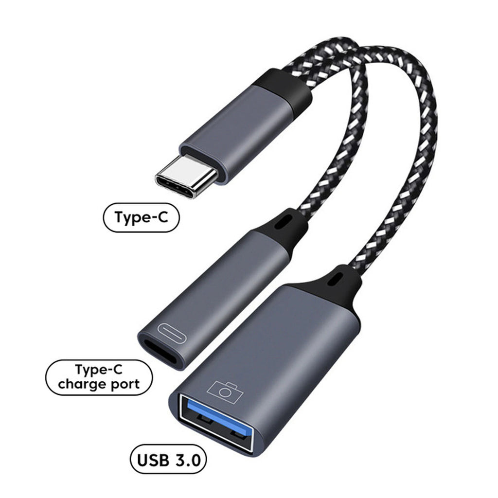 2-in-1 USB-C to USB-A OTG Cable & Charging Adapter OTG Cable Adapter HIP 2 in 1 USB Type-C