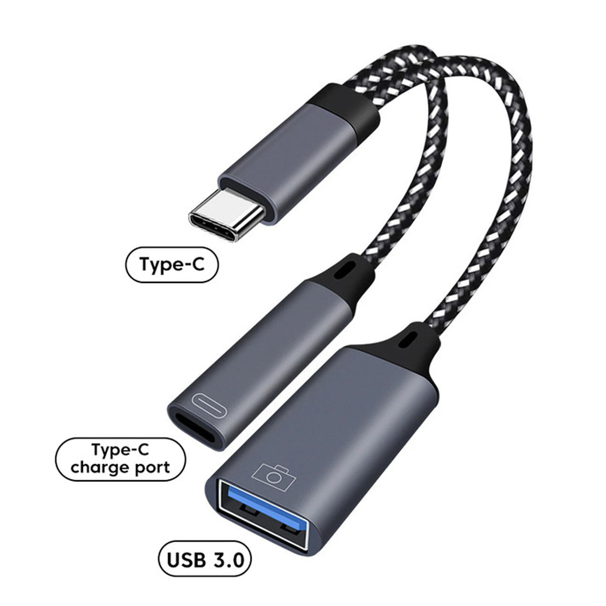 2-in-1 USB-C to USB-A OTG Cable & Charging Adapter OTG Cable Adapter HIP 2 in 1 USB Type-C